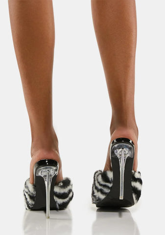Zebra My Game My Rules Fluffy Heels