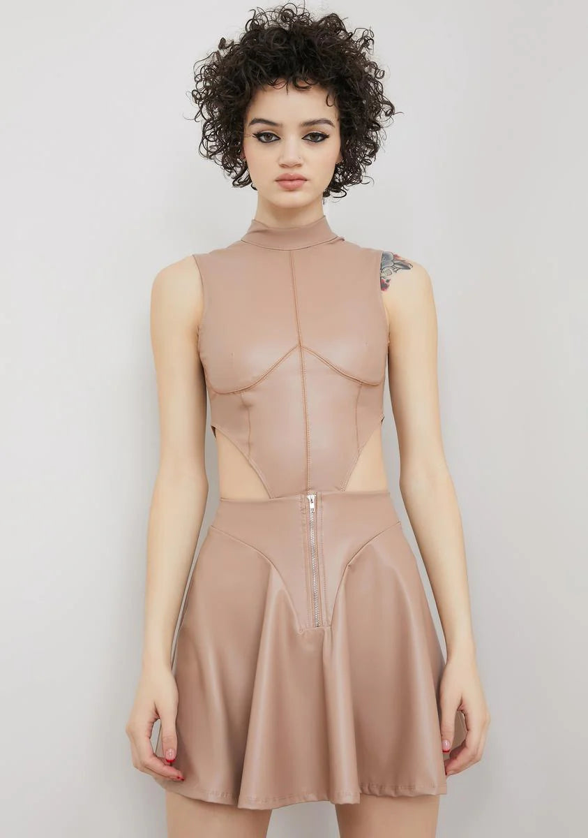 Wake Up Vegan Leather Skirt Set