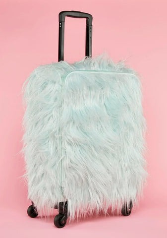 Mint You're High Maintenance Fuzzy Suitcase