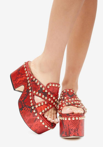 Red Barstyn Snakeskin Platforms