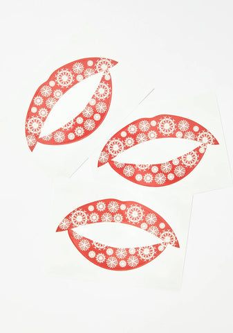 Red Snowflake Lip Applique