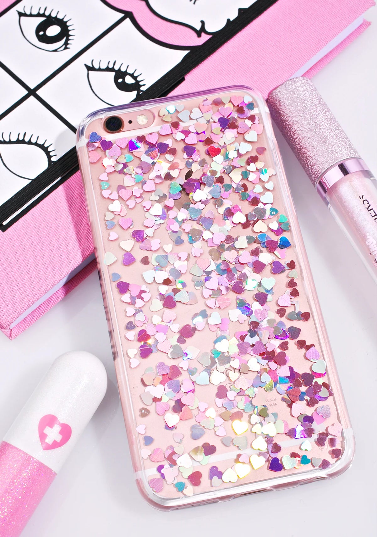 Heart Sequin Jelly iPhone Case