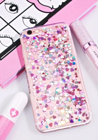 Heart Sequin Jelly iPhone Case