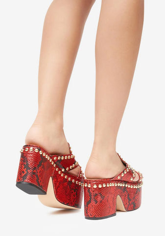 Red Barstyn Snakeskin Platforms