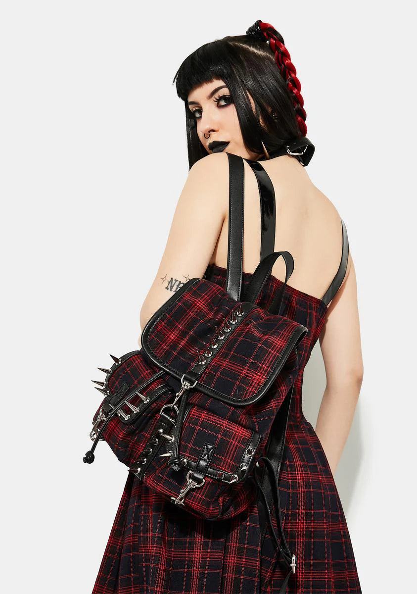 Born To Burn Plaid Backpack