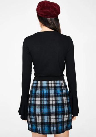 Sky Break Time Plaid Skirt