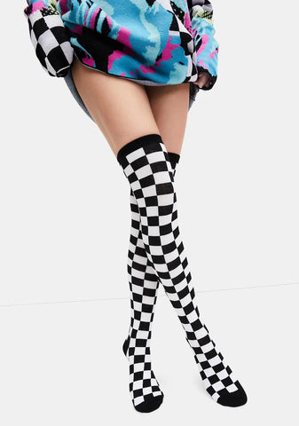 Wild Game Checkered Knee High Socks