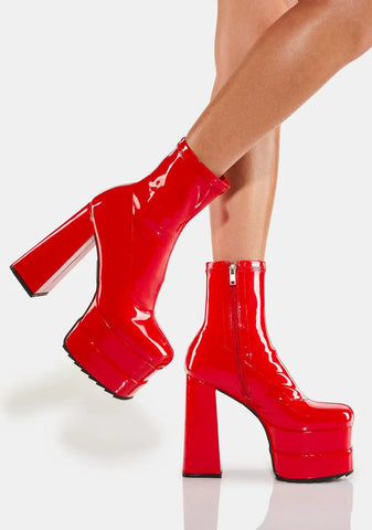 Red Cassette Platform Boots