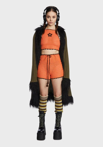 Crochet High-Waisted Shorts