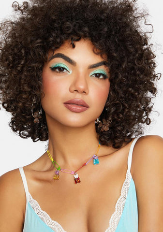 Teddy Friends Safety Pin Necklace