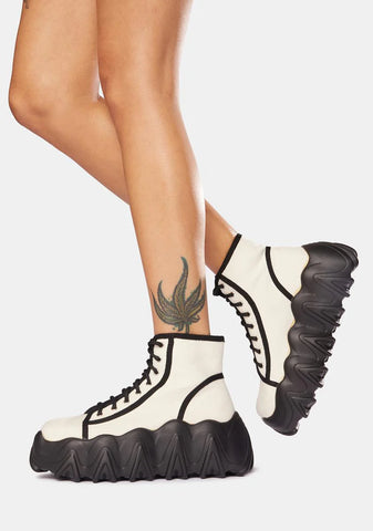 White Sneakin' Away Chunky Platform Sneakers