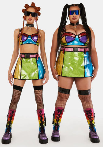 Rainbow Runner Glitter Mini Skirt
