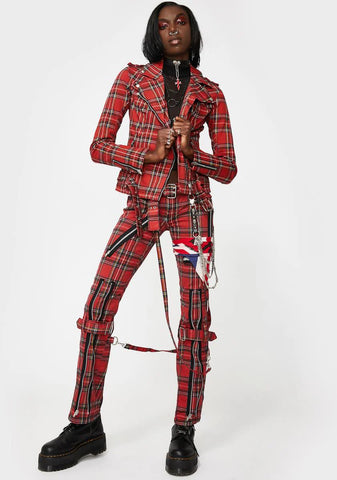 Red Plaid Wild Child Moto Jacket