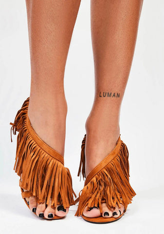Camel Fairbanks Fringe Heels