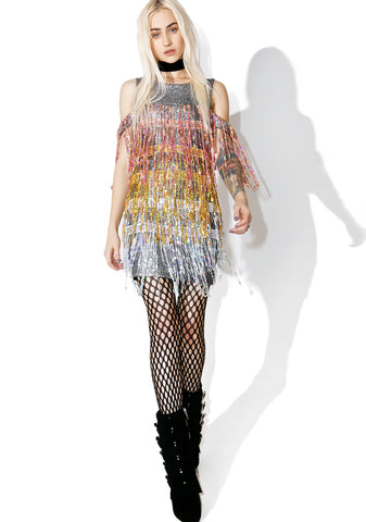 Sequin Fringe Mini Dress