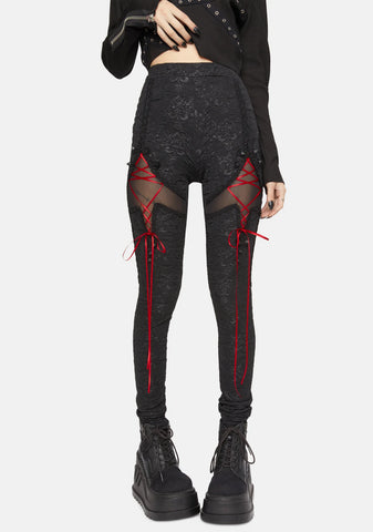 Ribbon Lace Up Paneled Pants