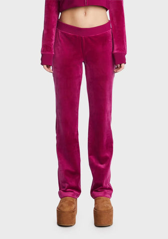 Raspberry Glaze Big Bling Velour Track Pants