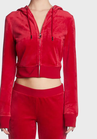 Coco Red OG Big Bling Velour Hoodie