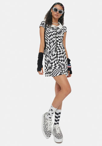 Warp Speed Checkered Mini Dress