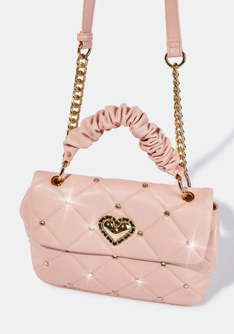 Blush Scrunch And Shine Top Handle Bag