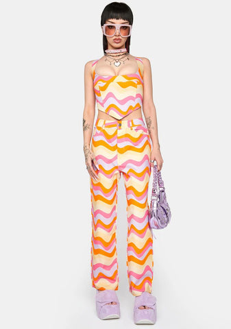 Wavy Print Pointed Bustier