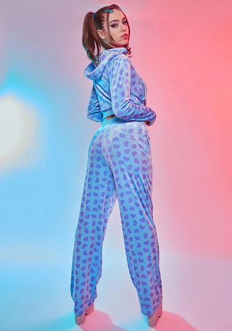 Loyal Maneater Velour Track Pants-Blue