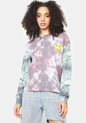 Tie Dye Crochet Applique T Shirt