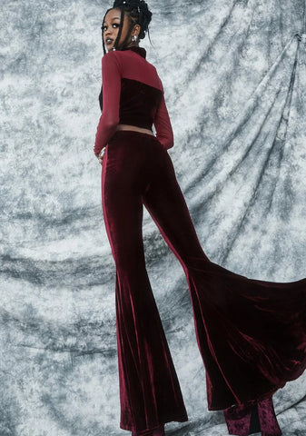 Swish And Flick Velvet Flare Pants