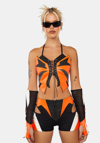 Orange Nasty Moto Shorts