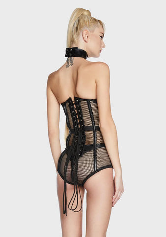 Top Drawer Fishnet Corseted Bodysuit