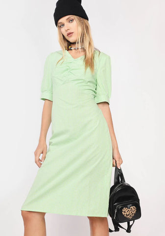 Lime Easy As Pie Gingham Midi Dress