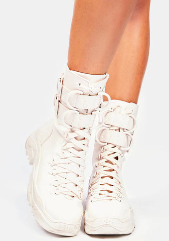 Ecru Hollywood Hiker Combat Boots