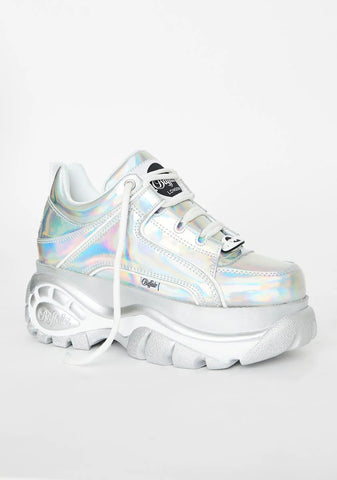Holographic Silver Classic Low Leather Sneakers