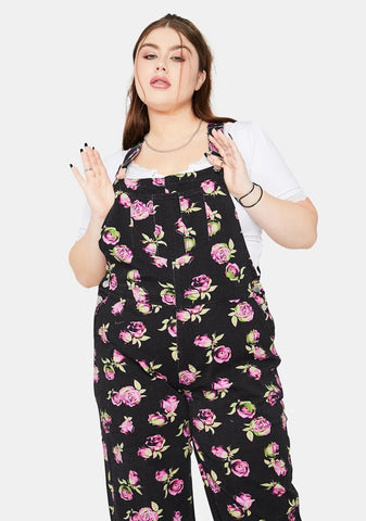 She's Lost In Yesterday Floral Overalls