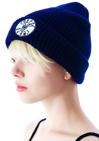 Bat Patch Beanie - Dark Blue
