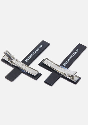 Purple Inverted Cross Skull Hairslides