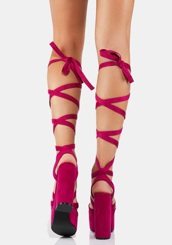 Magenta Up In The Air Wrap Heels
