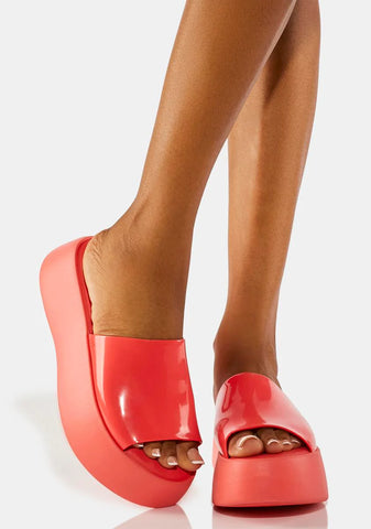 Pink Platform Slide Sandals