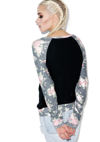 Black Rose Sleeves Baggy Beach Raglan