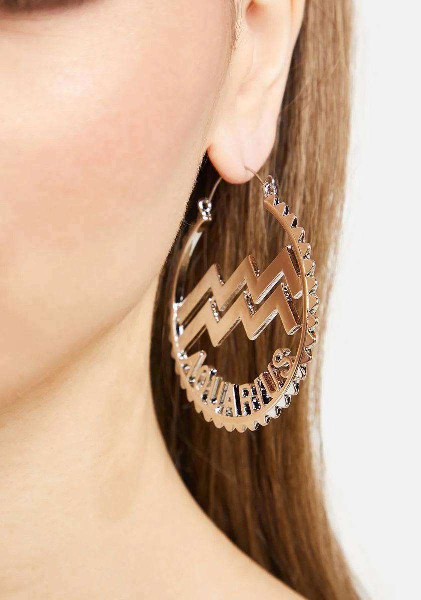 Reppin' Aquarius Hoop Earrings