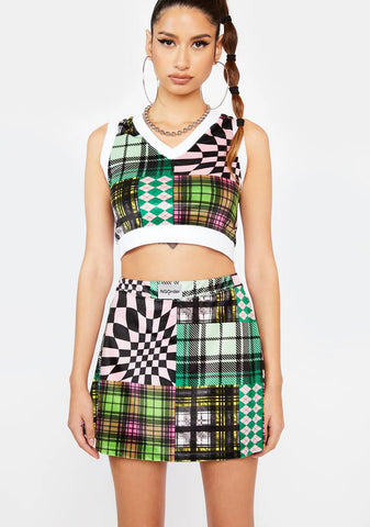 Patchwork Velour Skirt