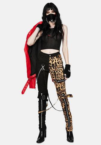 Nat Leopard Split Leg Bondage Pants