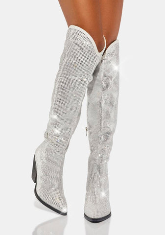 White Where I Want To Be Knee High Boots