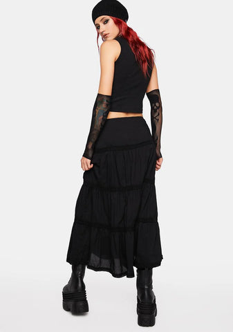 Raven Ruffle Maxi Skirt