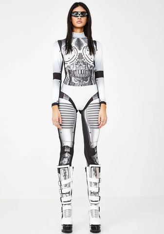 Robot Print Long Sleeve Catsuit