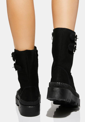 Noir Enough Of Love Combat Boots