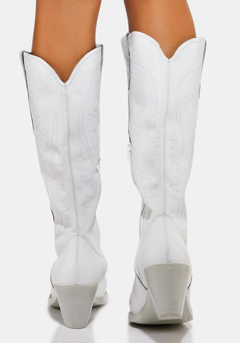 White Galveston Cowboy Boots