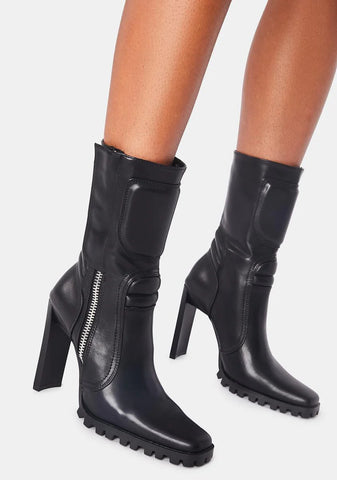 Runway Takeover Moto Boots - Black