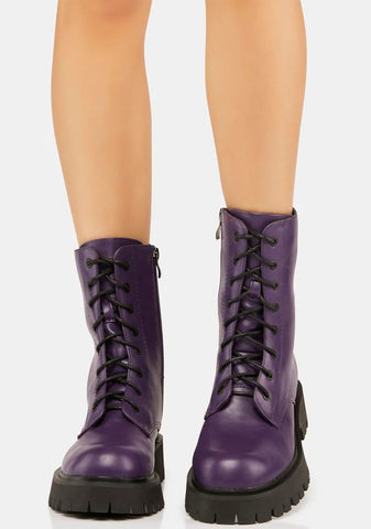Purple Anchor Combat Boots