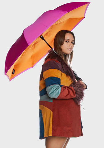 Sorbet/Turmeric Unbelievabrella Reverse 48" Arc Closing Stick Umbrella
